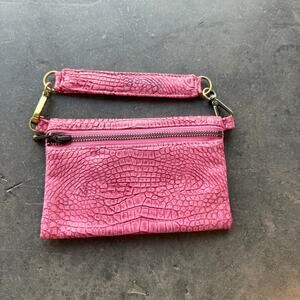 Vintage Y2k Pink Snake Skin Reptile Pink Retro Mini Purse Clutch Zipper Wallet